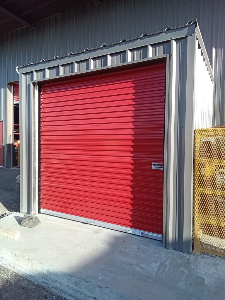 red rolling steel commercial garage door